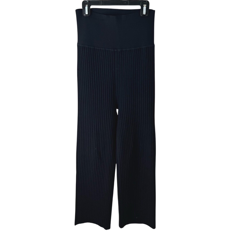 MM LaFleur Black Ribbed Wide Leg Knit Pants XL‎ Dress Pants but Comfy